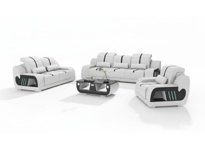Ensemble de canapé ensemble de canapé de luxe complet blanc Imitation cuir canapé 321