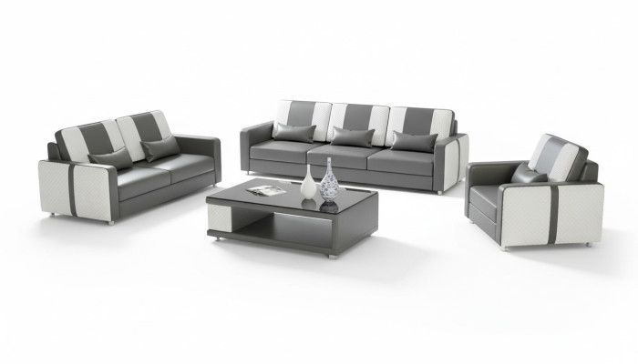 Complet e Sofa ensemble de canapé ensemble de canapé de luxe ensemble de canapé en similicuir gris 321