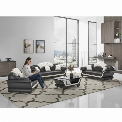 Sofa ensemble ensemble de canapé canapé en cuir canapé complet e 3 canapés noirs