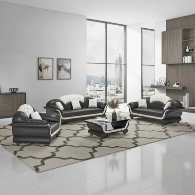 Sofa ensemble ensemble de canapé canapé en cuir canapé complet e 3 canapés noirs
