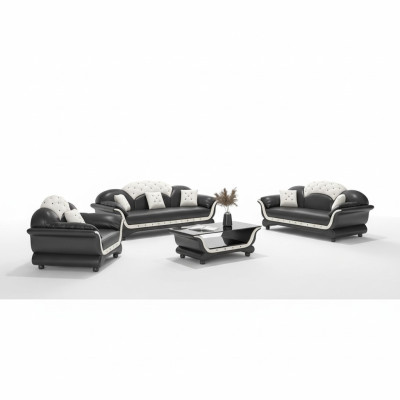 Sofa ensemble ensemble de canapé canapé en cuir canapé complet e 3 canapés noirs