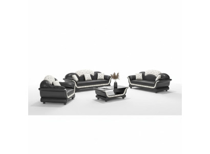 Sofa ensemble ensemble de canapé canapé en cuir canapé complet e 3 canapés noirs