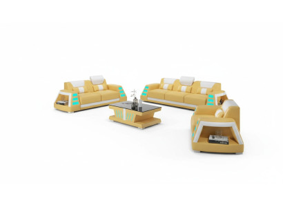 Ensemble de canapé en cuir ensemble de sofa canapés en cuir ensemble de 3 pièces set de canapés jaunes