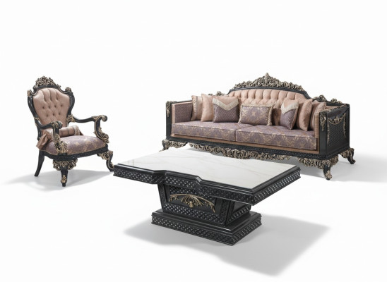 Ensemble de canapé de luxe complet, ensemble de canapé gris en tissu rembourré.