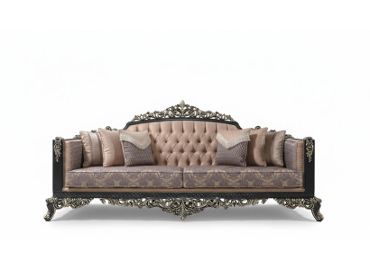 Canapé trois places Canapé 3 places Canapé rembourré Tissu Canapé beige Canapé baroque