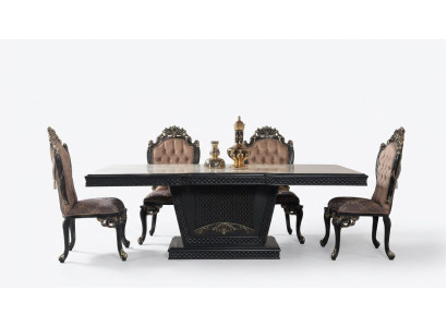 Coin repas Ensemble de salle à manger Salle à manger Table de salle à manger Chaises Bois Ensemble 9 pièces Gris Baroque