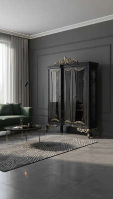Vitrine Armoire Vitrine Armoires Salon Verre Gris Bois nouveau