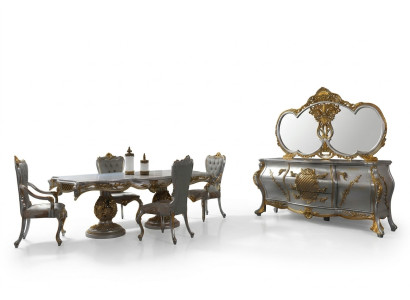 Ensemble de salle à manger Salle à manger Table de salle à manger Chaises Bois Ensemble 11 pièces Gris Bahut baroque