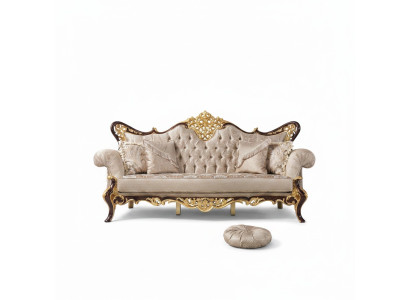 Canapé trois places Canapé 3 places Canapé rembourré en tissu Canapé beige en polyester baroque