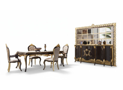 Ensemble de salle à manger de luxe Salle à manger Table de salle à manger Chaises Bois 10 pièces Marron Buffet