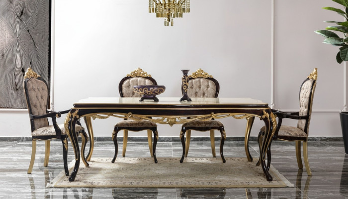Ensemble de salle à manger Salle à manger Table de salle à manger Chaises Bois 9 pièces Marron Baroque