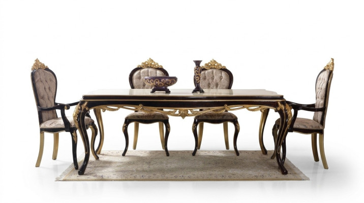 Ensemble de salle à manger Salle à manger Table de salle à manger Chaises Bois 9 pièces Marron Baroque