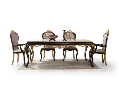 Ensemble de salle à manger Salle à manger Table de salle à manger Chaises Bois 9 pièces Marron Baroque