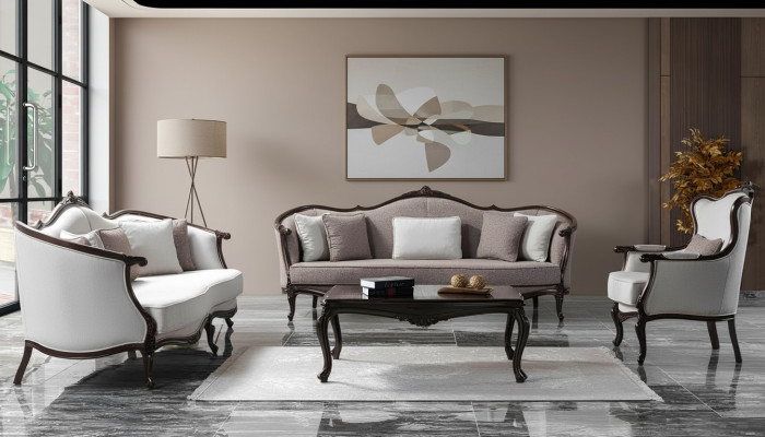 Ensemble de canapé trois places fauteuil canapé en tissu gris suite de canapé rembourré canapé