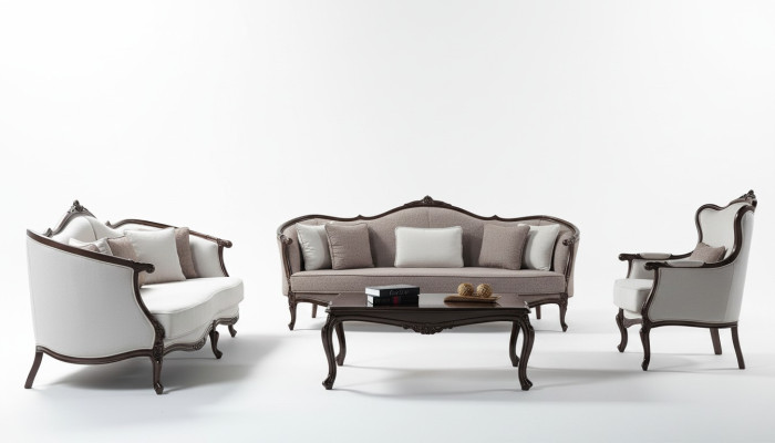 Ensemble de canapé trois places fauteuil canapé en tissu gris suite de canapé rembourré canapé