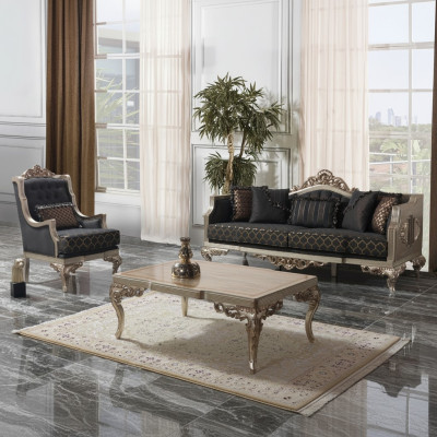 Canapé rembourré ensemble canapé ensemble de fauteuil 3 places canapé en tissu gris table 3 pièces