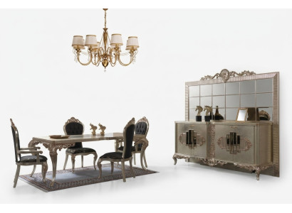 Ensemble de salle à manger de luxe Buffet Salle à manger Table de salle à manger Chaises Bois 10 pièces Beige