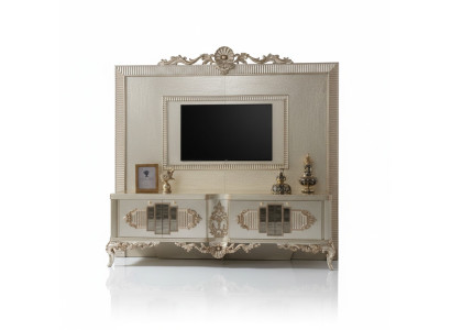 Buffet TV bas Meuble télé latéral Armoire télé en bois doré Table de salon de luxe