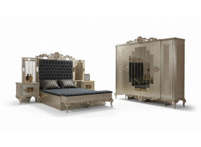 Lit double Chesterfield Suite de luxe 5 pièces Or Lits