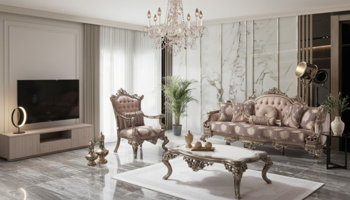 Ensemble de canapés, trois places, fauteuil, canapé beige rembourré