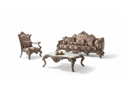 Ensemble de canapés, trois places, fauteuil, canapé beige rembourré
