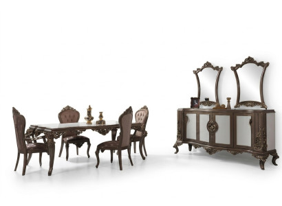 Ensemble de salle à manger complet en bois de 12 pièces marron, table à manger, salle à manger, buffet.
