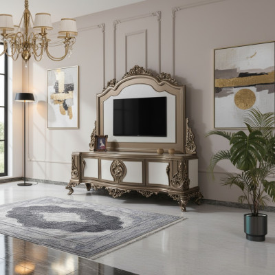 Meuble TV du salon meuble TV buffet latéral commode basse en bois table marron de luxe