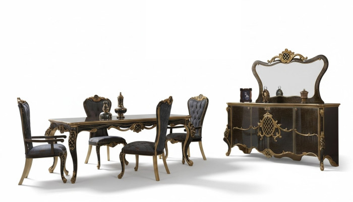 Salle à manger Ensemble de salle à manger de luxe Buffet Table à manger Chaises Bois 10 pièces Marron