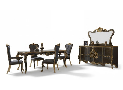 Salle à manger Ensemble de salle à manger de luxe Buffet Table à manger Chaises Bois 10 pièces Marron