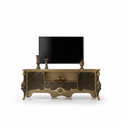 Meuble bas meuble TV Armoire télé en bois Marron Table de salon de luxe