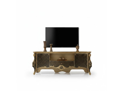 Meuble bas meuble TV Armoire télé en bois Marron Table de salon de luxe