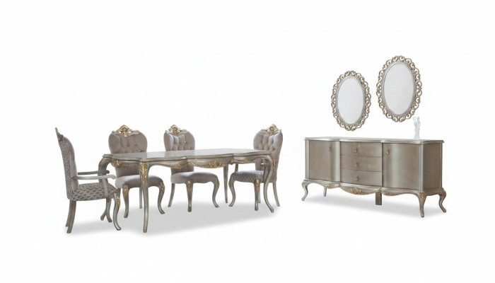 Jeux de salle à manger complet Table Buffet Salle à manger Table en bois Lot de 12 pièces Beige