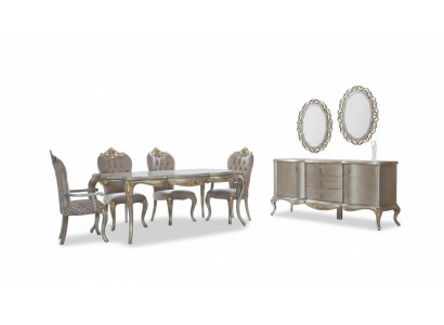 Jeux de salle à manger complet Table Buffet Salle à manger Table en bois Lot de 12 pièces Beige