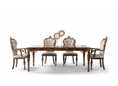 Ensemble de salle à manger classique Salle à manger Table en bois Lot de 7 pièces Marron Table