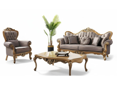 Canapé rembourré Chesterfield Ensemble de canapés Ensemble de canapés en tissu Gris Ensemble neuf