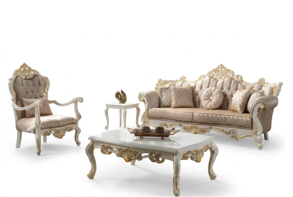 Canapé en tissu Canapé rembourré Ensemble de canapés Set de canapés Gris Chesterfield Set Sofa
