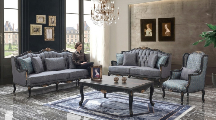 Canapé ensemble de canapés canapé canapé en tissu canapé rembourré set gris chesterfield