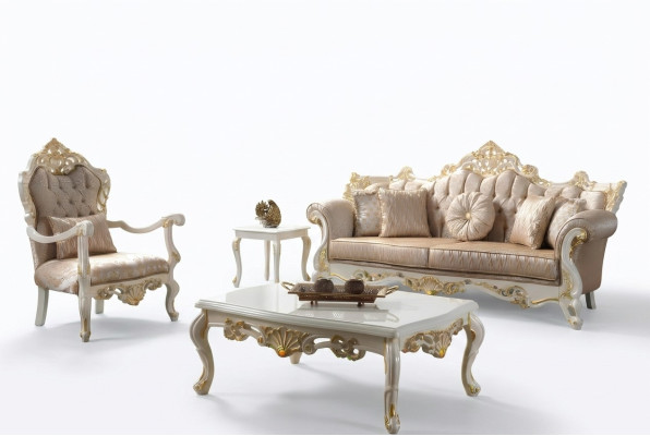 Ensemble de canapés suite canapé rembourré Chesterfield canapé luxueux en tissu beige