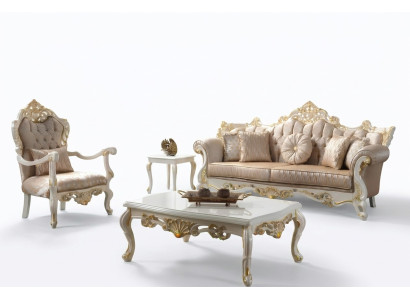 Ensemble de canapés suite canapé rembourré Chesterfield canapé luxueux en tissu beige