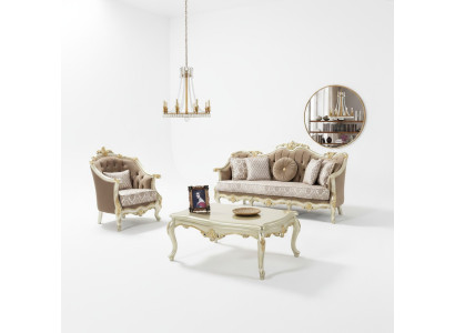 Ensemble de canapés trois places fauteuil canapé en tissu beige