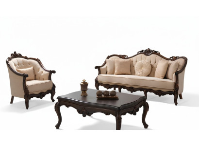 Canapé rembourré Chesterfield Ensemble de canapés Canapé tissu Beige Ensemble