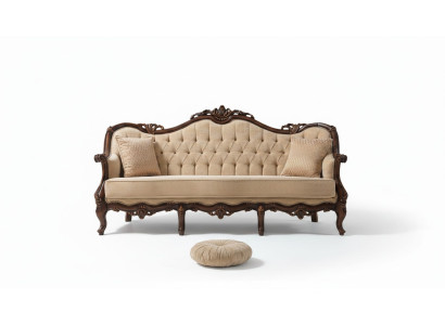 Canapé trois places Canapé en tissu à 3 places Canapé rembourré en tissu beige Chesterfield 235cm