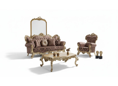 Set de canapé canapé rembourré canapé violet en tissu Chesterfield ensemble 3+1
