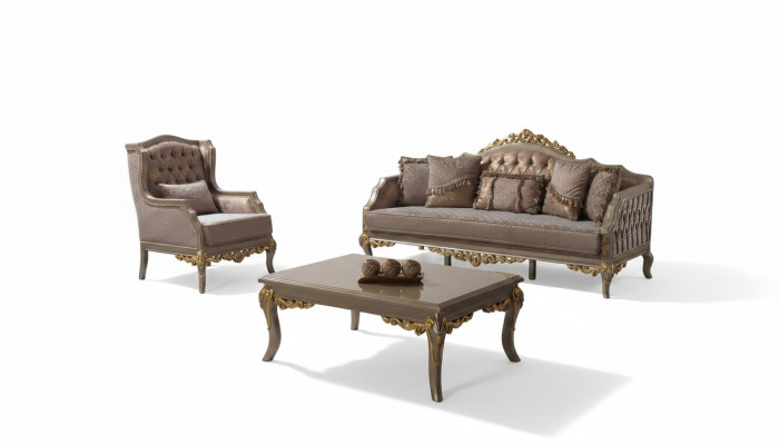 Ensemble de canapés canapé rembourré canapé canapé canapé en tissu marron ensemble de canapés chesterfield
