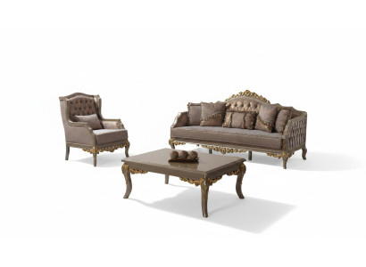 Ensemble de canapés canapé rembourré canapé canapé canapé en tissu marron ensemble de canapés chesterfield