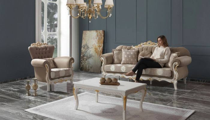 Ensemble canapé set de canapé canapé rembourré canapé en tissu canapé trois places ensemble marron sofa