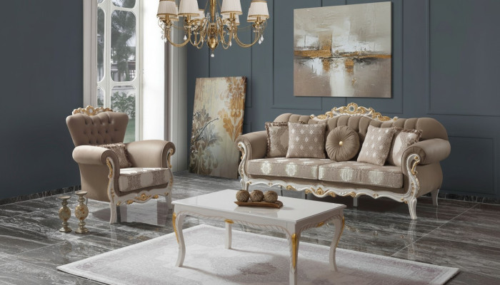 Ensemble canapé set de canapé canapé rembourré canapé en tissu canapé trois places ensemble marron sofa