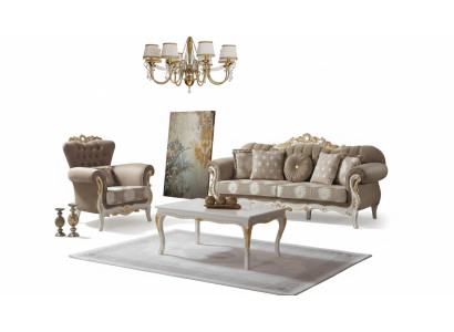 Ensemble canapé set de canapé canapé rembourré canapé en tissu canapé trois places ensemble marron sofa