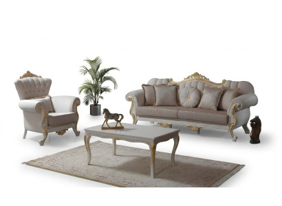 Suite canapé Canapé rembourré Canapé Chesterfield Ensemble de canapés en tissu Canapé beige Sofas