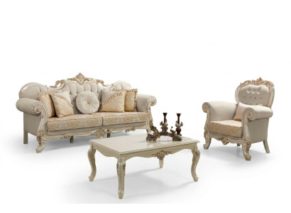 Canapé canapé canapé en tissu beige Chesterfield ensemble de canapés